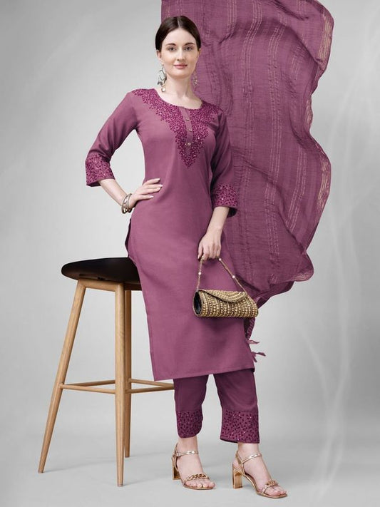 Wine Cotton Blend Ethnc Formal Looks Stitched Salwar Kameez