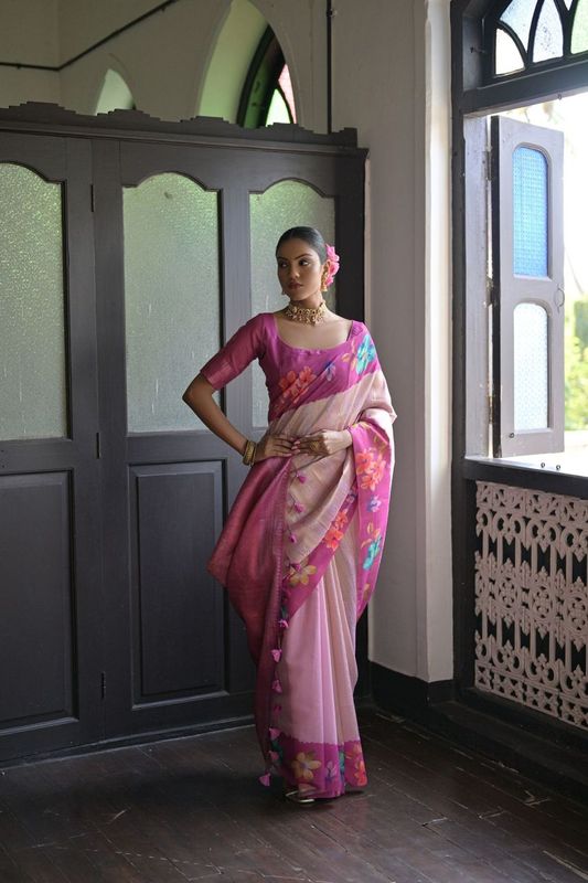 Beautiful Purple Color Soft Silk Classy Rich Woven Printed Saree