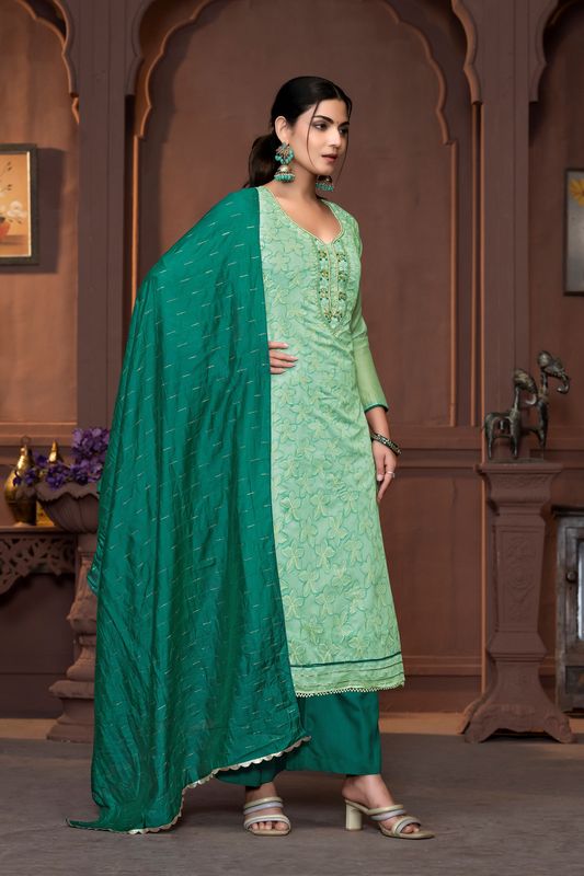 Sea Green Modal Designer Printed With Hand Work Ethnic Designer Salwar Kameez