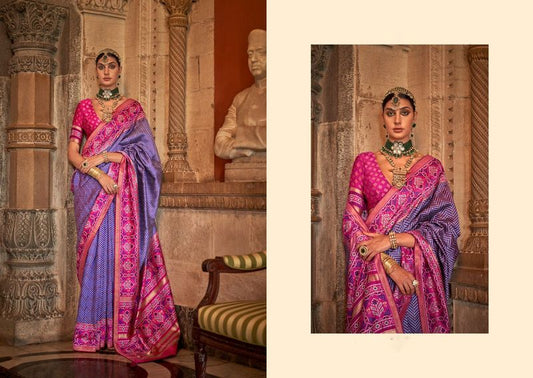 Lavender Weaving Designer & Printed Silk Saree