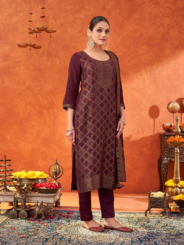 Wine Pure Muslin Kurtas
