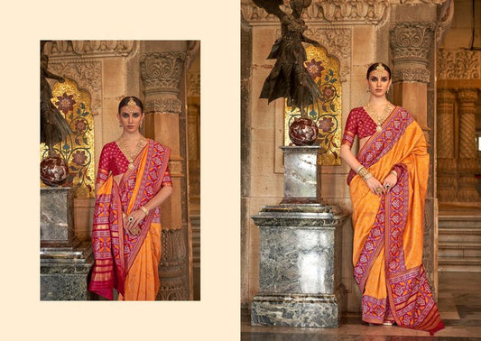 Orange  Weaving Designer & Printed Silk Saree