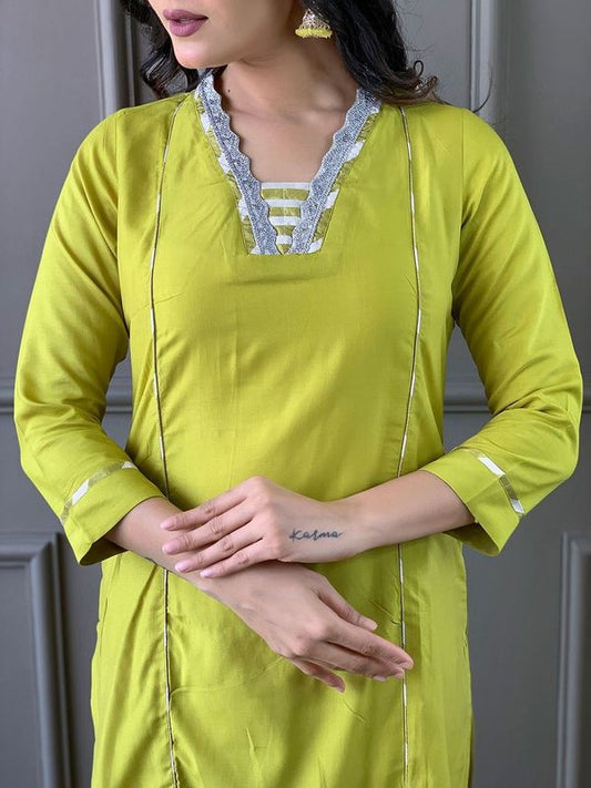 Yellow Viscose Straight Kurta