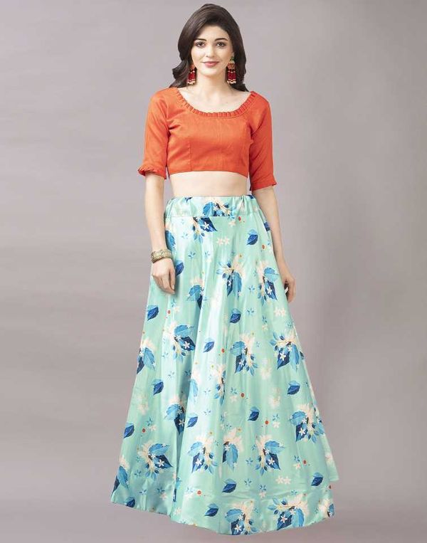 Digital Print Satin Silk Fabric Stitched Lehenga Choli With Jequared Blouse and Assami Silk Thread Work Dupatta For Women and Girls In Festive Party And Traditional Wear