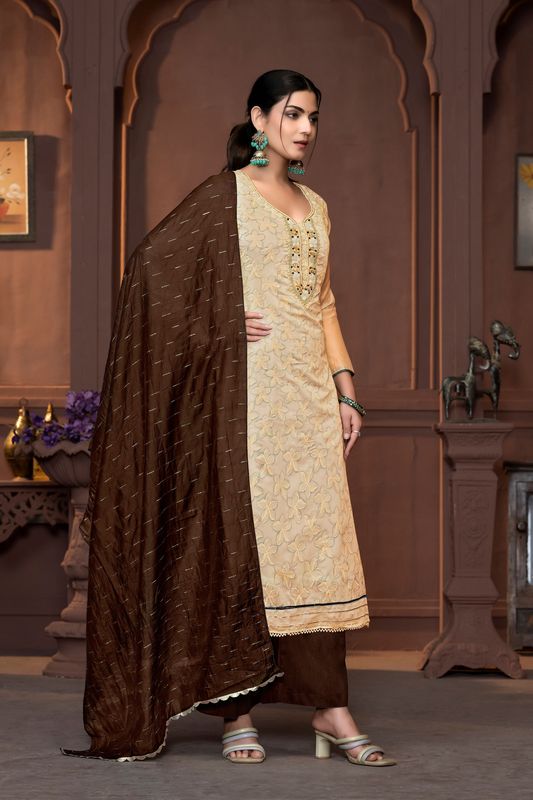 Peach Modal Designer Printed With Hand Work Ethnic Designer Salwar Kameez