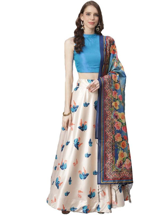 Digital Print Faux Georget Multi Sequnce Work Lehenga Choli With Blouse and Stitched print Dupatta For Women and Girls