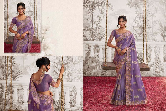 Leveder Heavy Designer Embroidery Work Dola Viscose Silk Saree