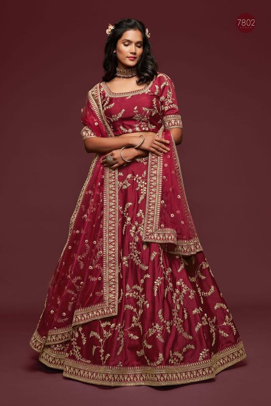 Maroon Women's Art Silk Embroidery Lehenga Choli