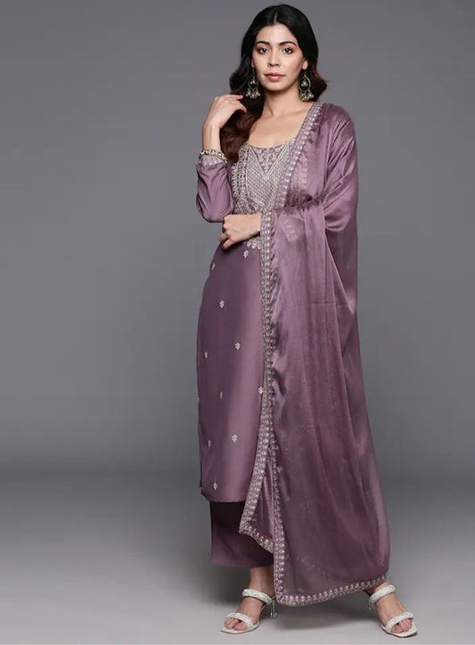 Onion Pink Embroidered Kurta Sets