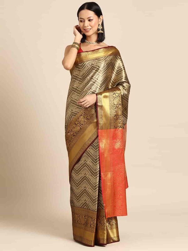 Black Brocade Heavy Zari Silk Saree