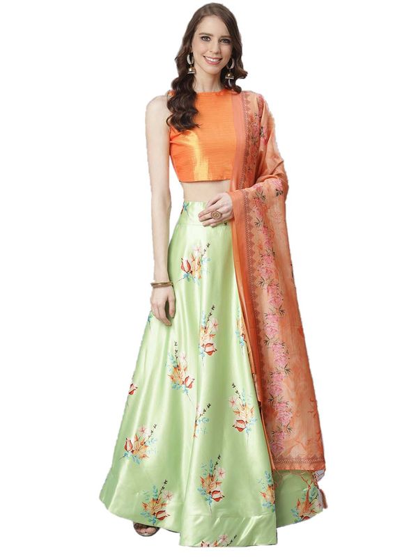Digital Print Faux Georget Multi Sequnce Work Lehenga Choli With Blouse and Stitched print Dupatta For Women and Girls