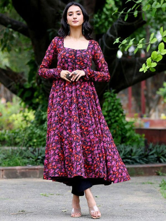 Multy Color Beautiful Designer Floral Printed Long Gown For Partywear Looks