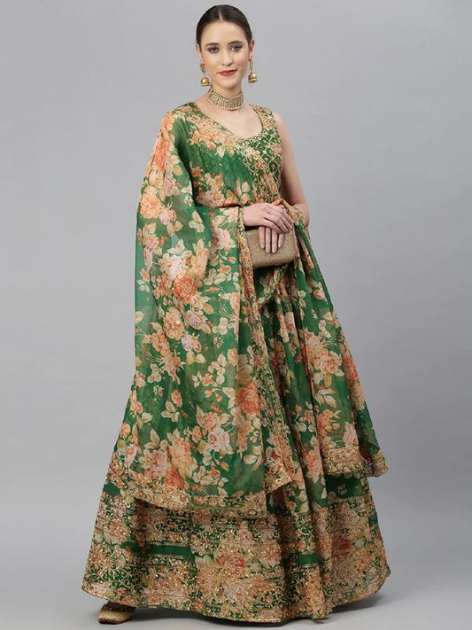 Floral Print With Sequince Embroidery Work