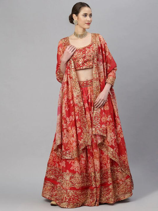 Floral Print With Sequince Embroidery Work