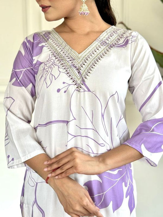 Purple Chanderi Silk Straight Kurta