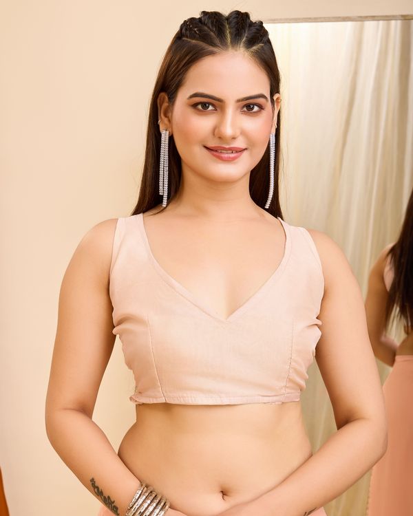 Peach Heavy Sequance Embroidery Work Georgette Saree