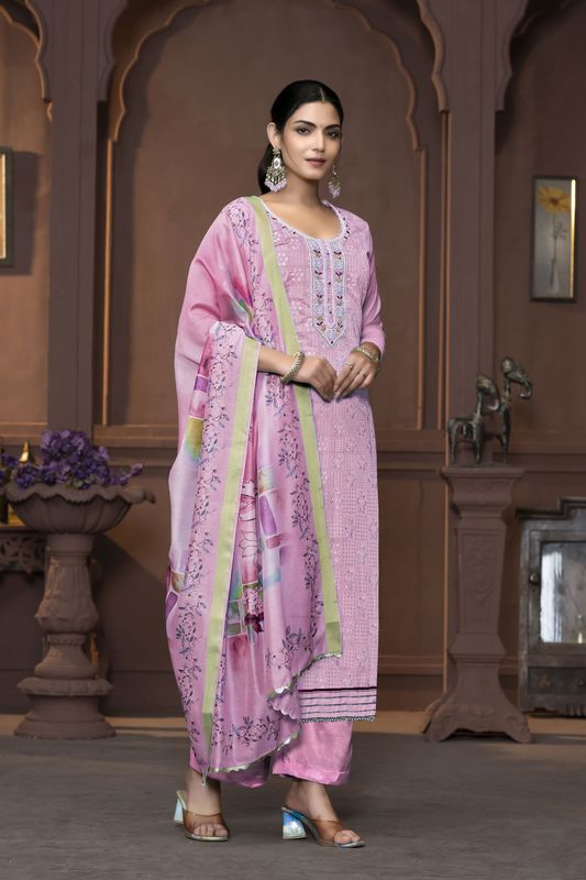 Purple Modal  Designer Printed With Hand Work Heavy Looks Traditional Salwar Suit For Indian Girls