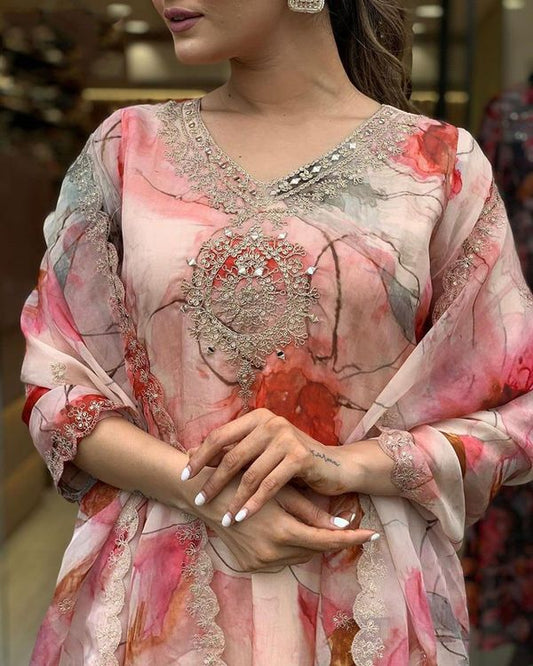 Pink Embroidered Kurta Sets