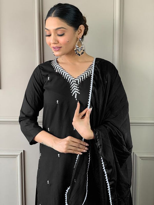 Black Embroidered Kurta Sets