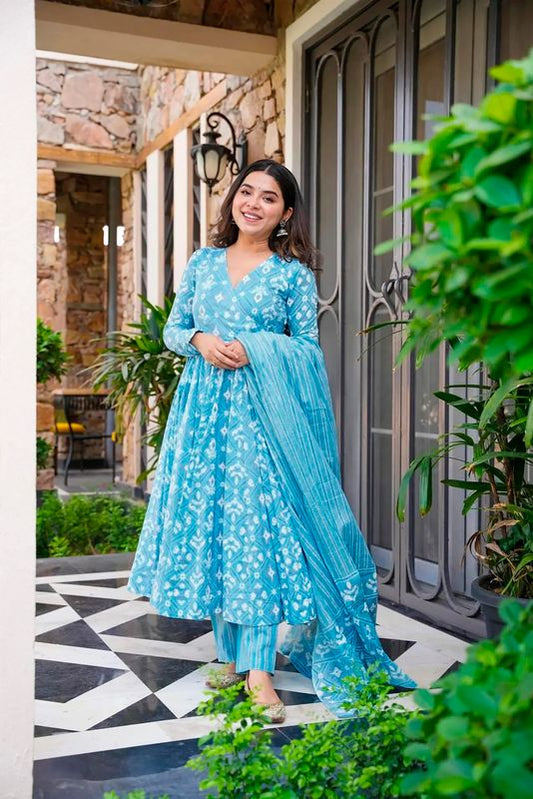 Bright blue Pure MuslinKurtas