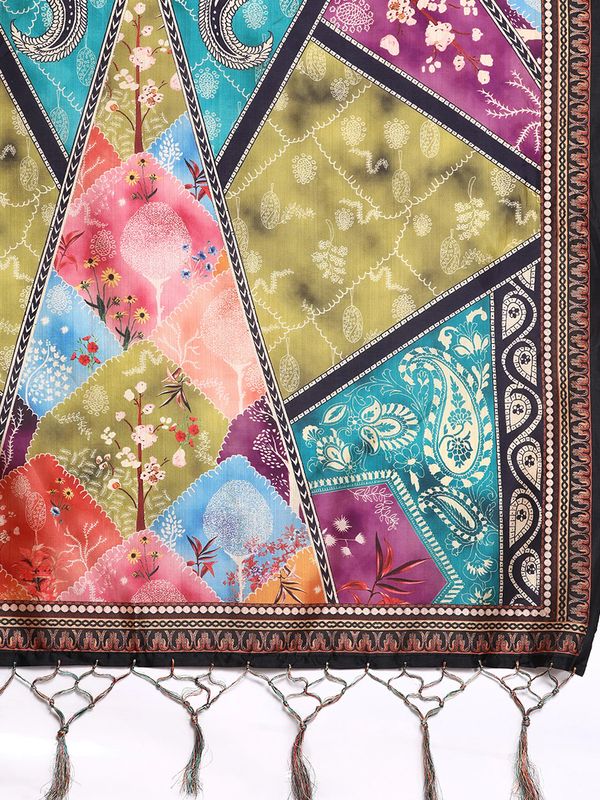 Bandhni Patola Type Digital Print Shiney Satin Croptop Lehenga Choli With Blouse For Women and Girls