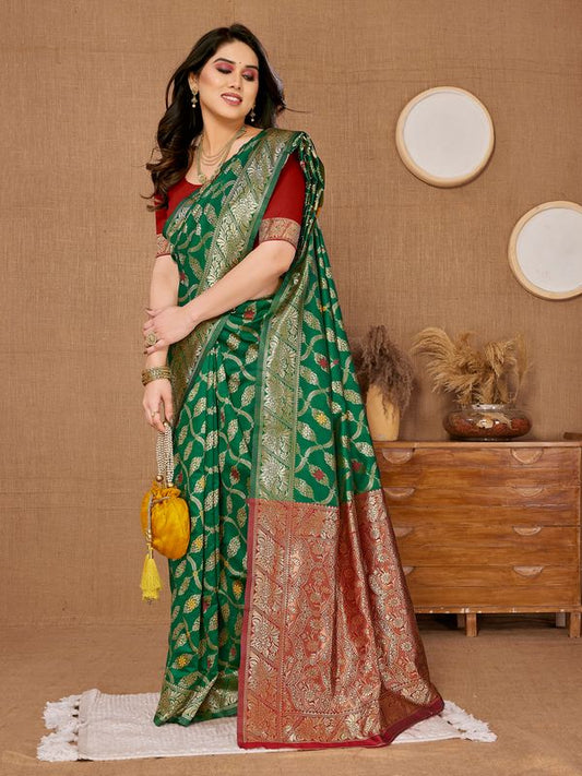 Green Weaving Jari Designer Banarasi Silk Saree