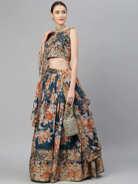 Floral Print With Sequince Embroidery Work