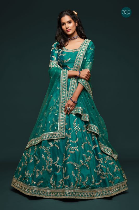 Green Women's Art Silk Embroidery Lehenga Choli