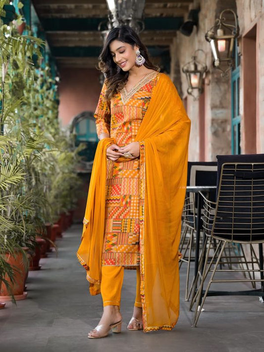 Orange Chanderi Silk Straight Kurta