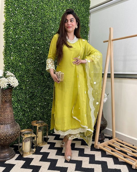 Light Green Embroidered Kurta Sets