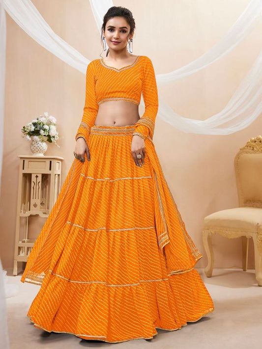 Yellow Women's Georgette Embroidery Lehenga Choli