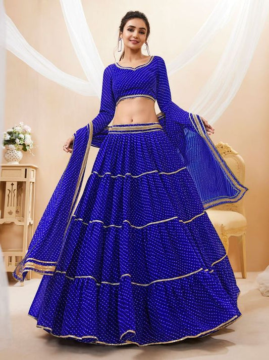 Blue Women's Georgette Embroidery Lehenga Choli