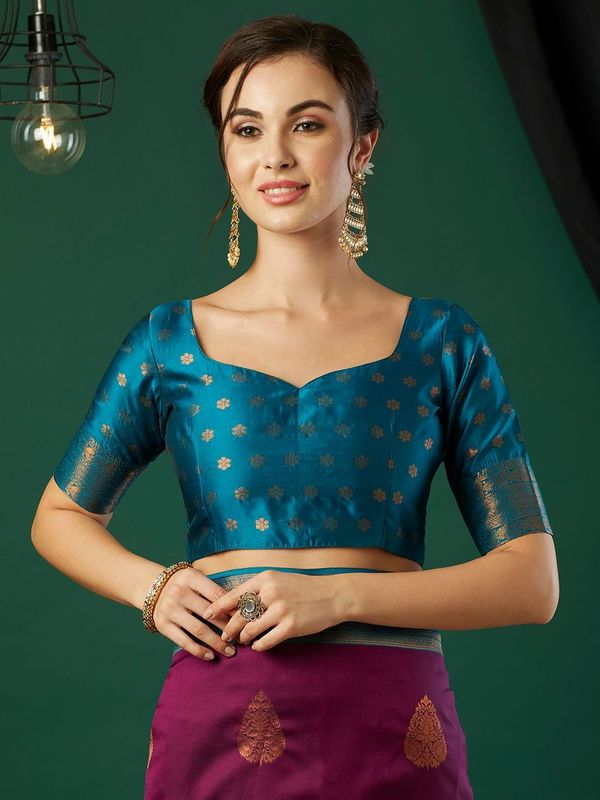 Wine Wevon Jari Designer Banarasi Silk Saree