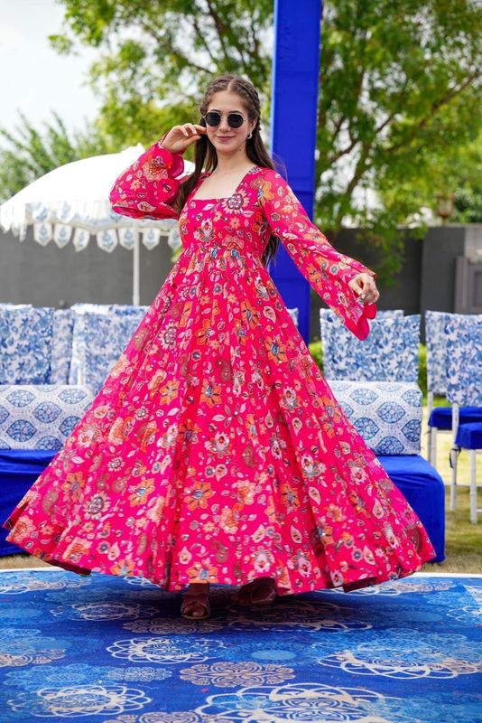 pinkHeavy GeorgetteKurtas