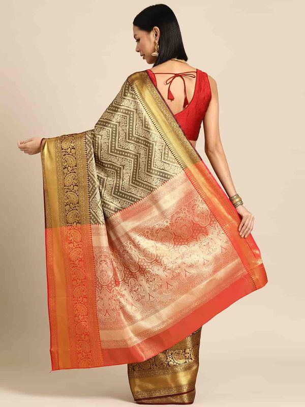 Black Brocade Heavy Zari Silk Saree