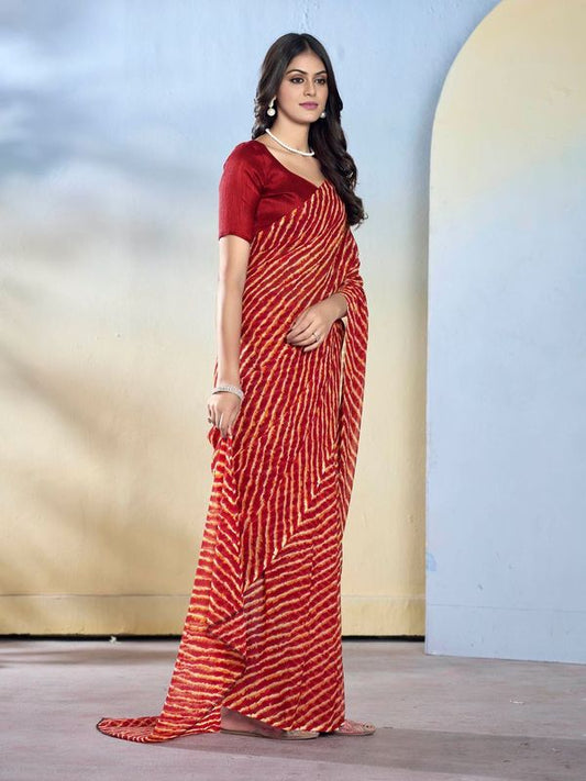 Maroon Designer Printed Georgette Saree