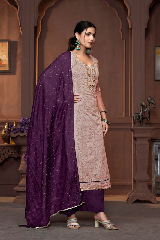 Beige Modal Designer Printed With Hand Work Ethnic Designer Salwar Kameez