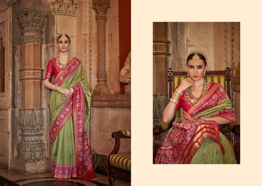 Mehandi Weaving Designer & Printed Silk Saree