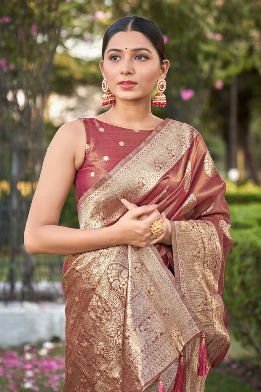 Pink Weaving Rich Pallu Jari Designer Simmer Silk Saree