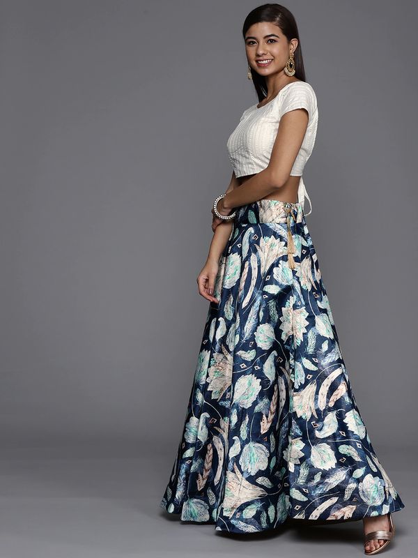Bandhni Patola Type Digital Print Shiney Satin Croptop Lehenga Choli With Blouse For Women and Girls