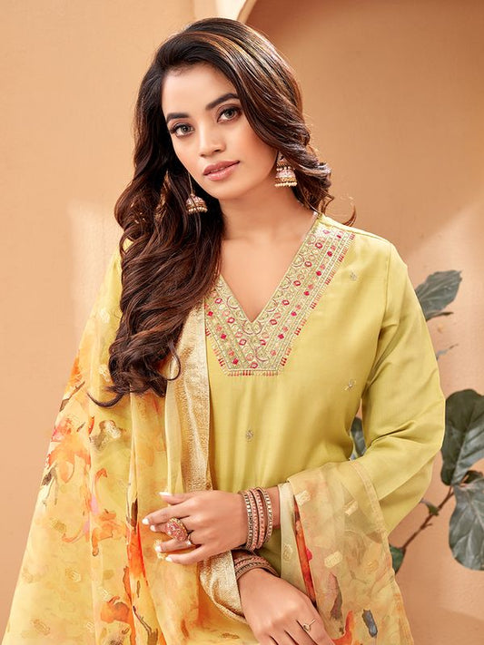 Pista Embroidered Kurta Sets