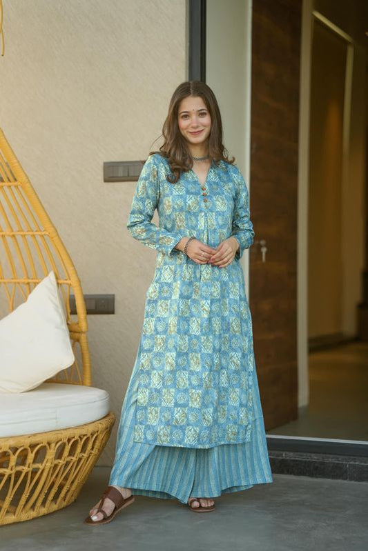 elecric blue Pure MuslinKurtas