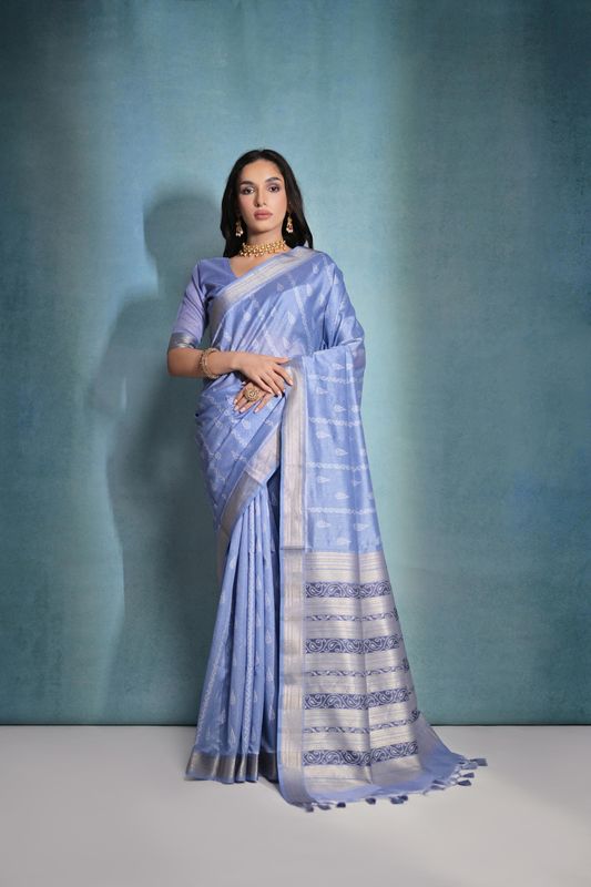 Blue Weaving Ikkat Designer Tusser Silk Saree