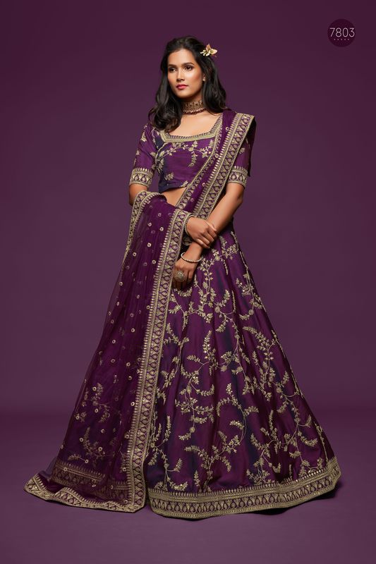 Purple Women's Art Silk Embroidery Lehenga Choli