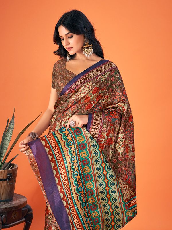 Multy Designer Printed Pashmina Saree