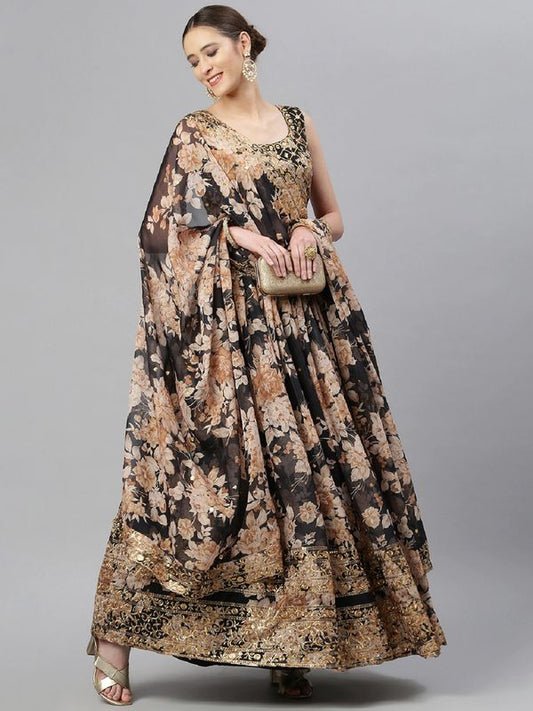 Floral Print With Sequince Embroidery Work