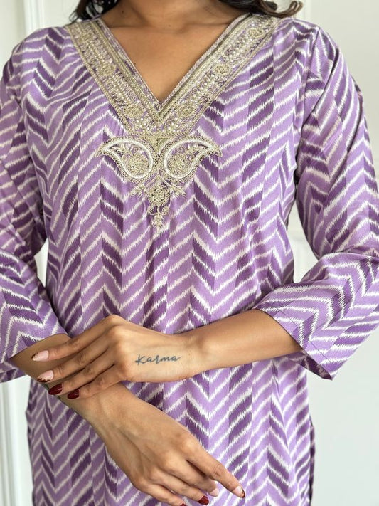 Purple Silk Straight Kurta