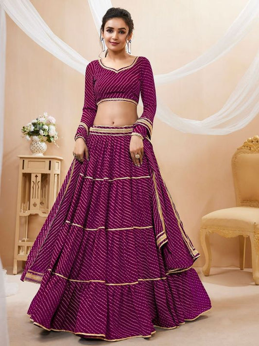 Purple Women's Georgette Embroidery Lehenga Choli