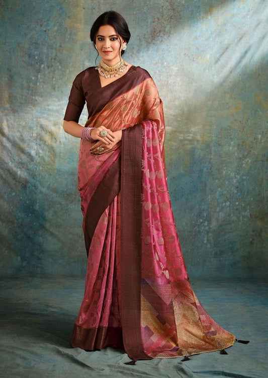 Multi Wevon Jacquard Designer Jacquard Silk Saree