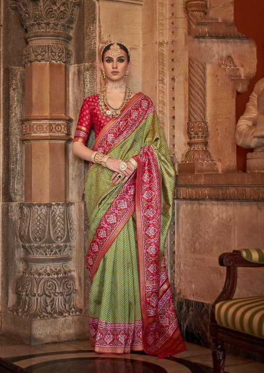 Mehandi Weaving Soft s.v.p Silk With Banarasi Weaving Saree